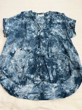 cloth & stone Indigo Tie-Dye Button Front Shirt